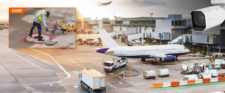 공항 내 작업자 움직임이나 물체 이동을 탐지·분석 하는 한화비전 AI 카메라로 촬영한 현장. 사진=한화비전 제공