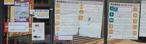 양주시 비규격 노선도 설치 사례 및 훼손된 노선도