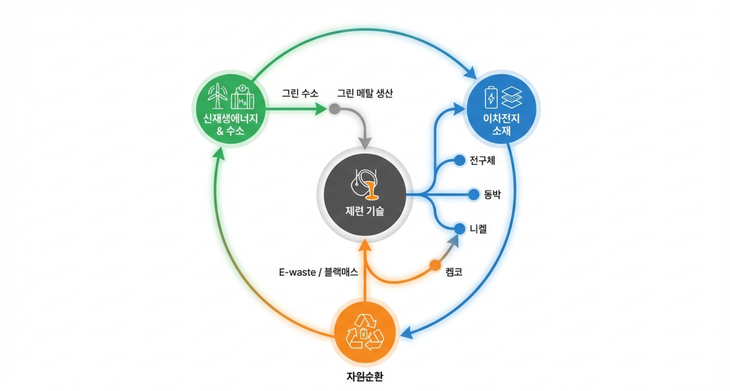 고려아연의 미래 전략 '트로이카 드라이브'의 구조도. 정리=에너지경제신문