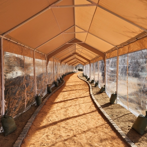 의정부시 민락천 황톳길 천막 내부