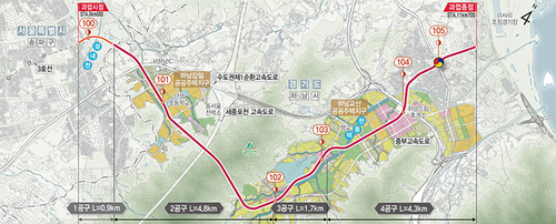 송파하남선 광역철도 노선도