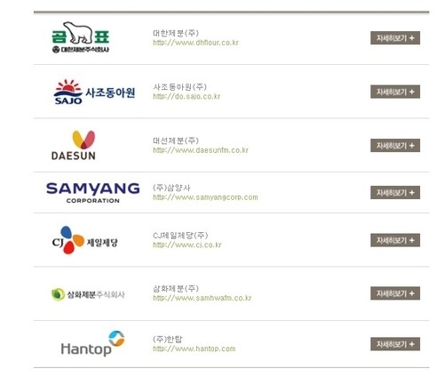 국내 7개 제분사 CI