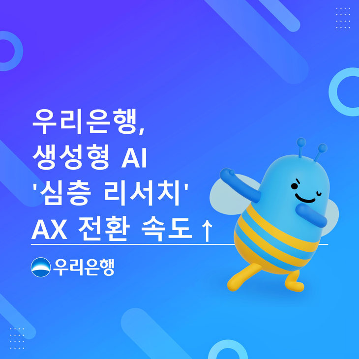 우리은행이 지난 23일 은행 내부 데이터를 활용해 보고서를 자동 생성하는 생성형 AI 기반 '심층 리서치(Deep Research)' 개발했다.