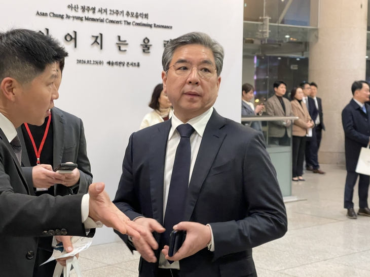 고(故) 정주영 현대자동차그룹 창업회장의 서거 25주기를 기념하는 추모 음악회에 참석한 정몽준 아산재단 이사장. 사진=박지성 기자