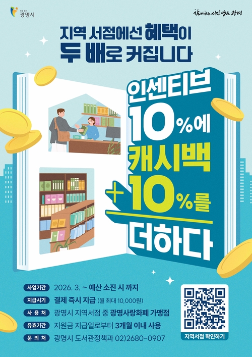 광명시 '도서구입비 10% 캐시백' 추진 안내 배너