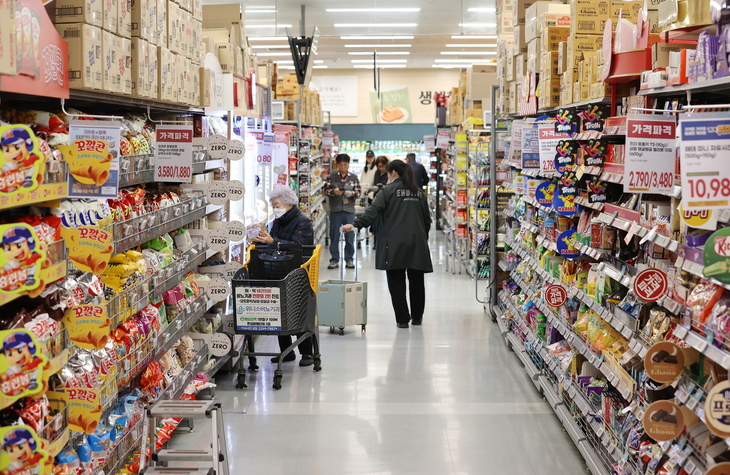 서울의 한 대형마트에서 시민들이 장을 보고 있다. 사진=연합