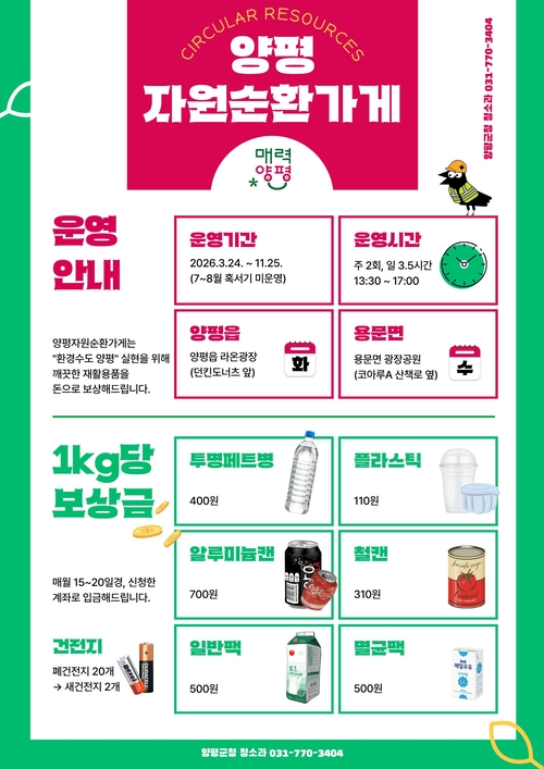 양평군 자원순환가게 운영 안내 배너