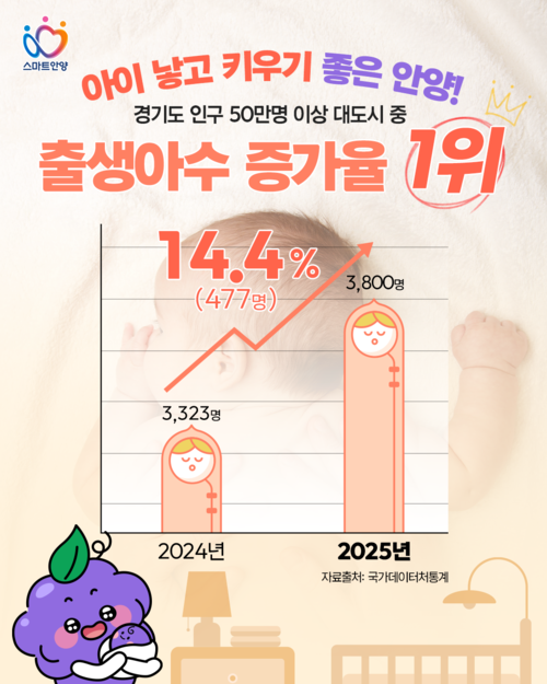 안양시 출생아수 증가율 경기도 인구 50만명 이상 대도시 중 1위 카드뉴스