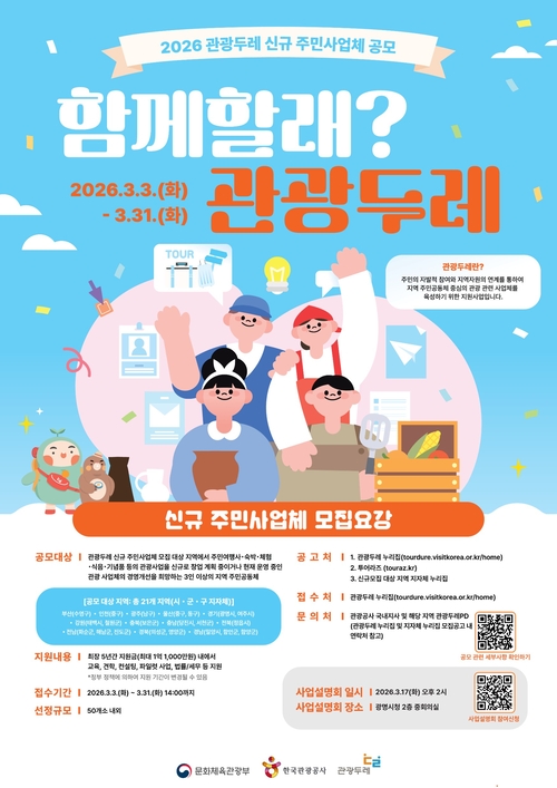 광명시 '2026년 관광두레' 주민사업체 모집 안내 배너