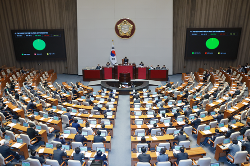 3월 임시국회 본회의가 12일 서울 여의도 국회에서 열리고 있다. 사진= 연합뉴스12일 국회에서 열린 3월 임시국회 본회의에서 가습기살균제 피해구제를