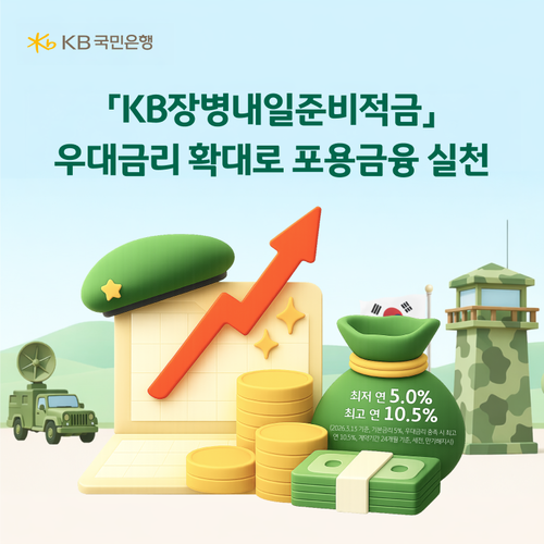 KB국민은행은 'KB장병내일준비적금' 우대금리를 확대한다.