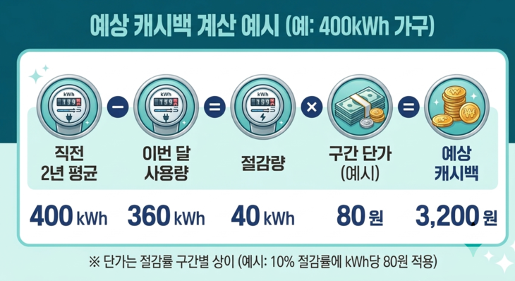 '주택용 에너지캐시백' 신청시 예상 캐시백 계산 예시. 사진=제미나이