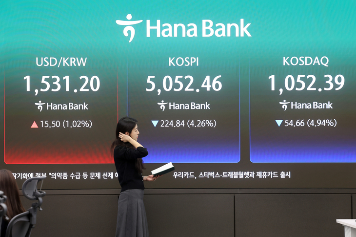코스피, 5,050대 마감&hellip;코스닥도 5%가량 급락