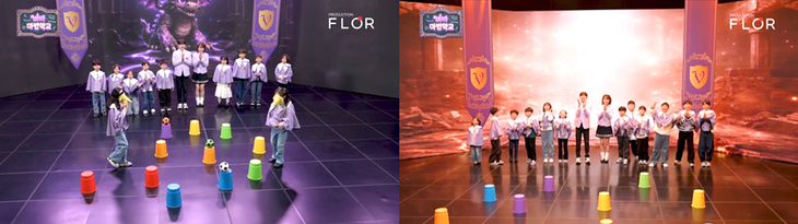 ▲ 비비&바바와 함께 모험을 하고 있는 플로르키즈 소속생들 (사진=플로르방송제작사)