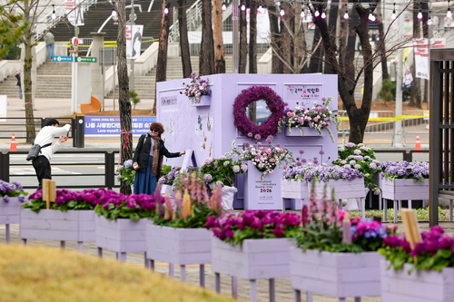 BTS 콘서트 열린 고양시 보랏빛 화훼 포토존 조성