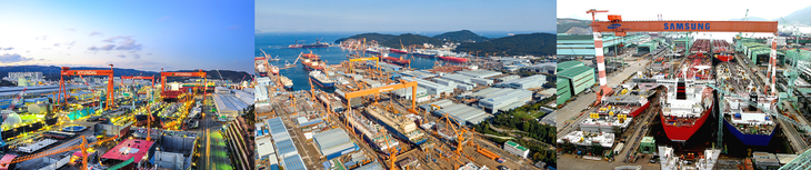 HD한국조선해양·한화오션·삼성중공업 사업장 전경. 사진=각 사 제공