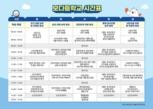 파주시 정서 회복 프로젝트 '보다듬 학교' 시간표