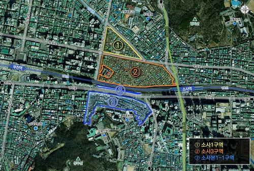 부천시 소사역 일대 재개발 구역 위치도