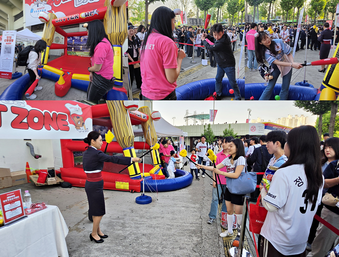 이스타항공 -두산 베어스 브랜드 데이 행사장에서 진행된 참여형 이벤트 현장. 사진=박규빈 기자