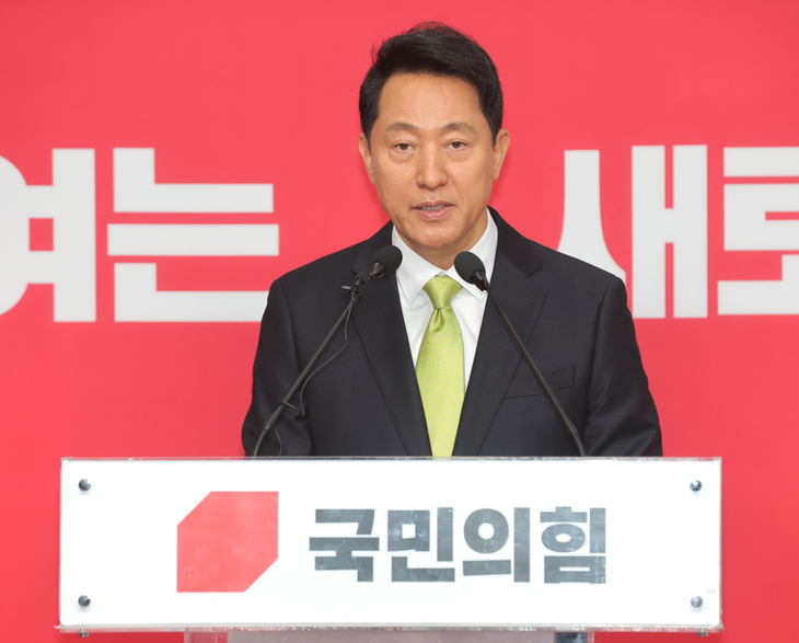 지선 후보 확정, 기자회견하는 오세훈 서울시장