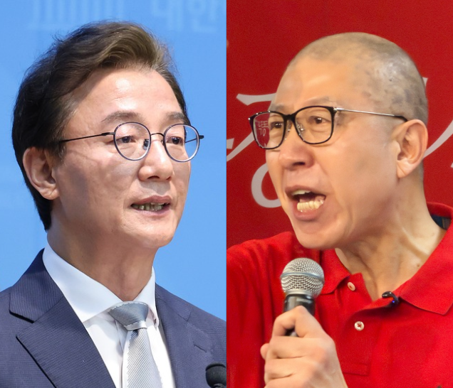 전재수 더불어민주당 부산시장 후보(왼쪽)와 박형준 부산시장. 사진=연합뉴스