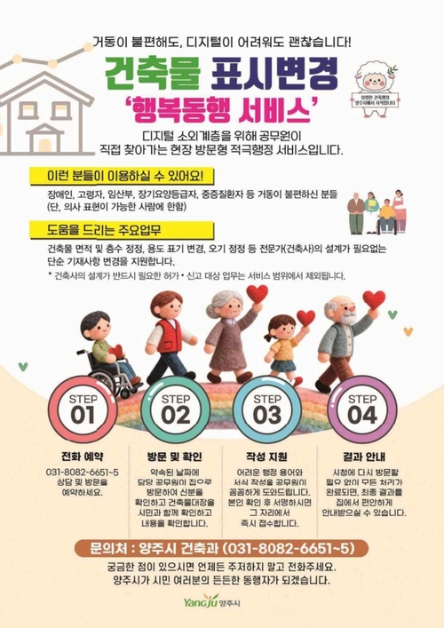 양주시 '건축물 표시변경' 방문 지원 배너