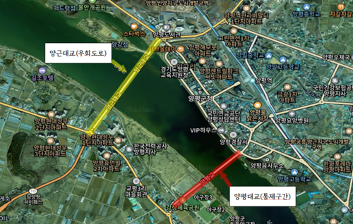 양평대교 통제 구간 위치도