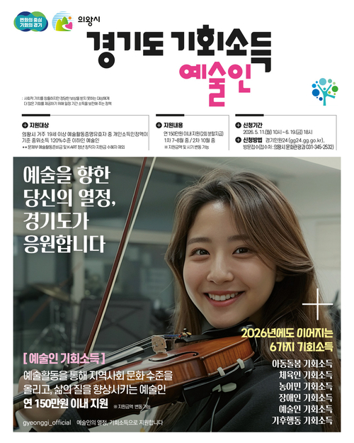 의왕시 2026년 경기도 예술인 기회소득 지원 안내 배너