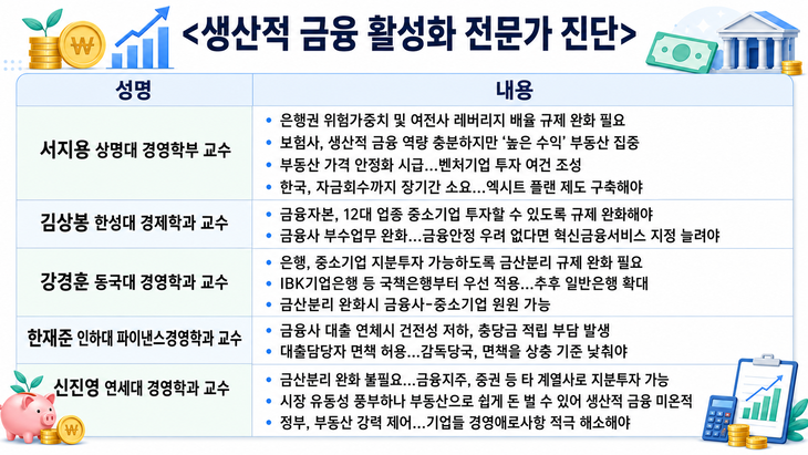 생산적 금융 활성화 전문가 진단.