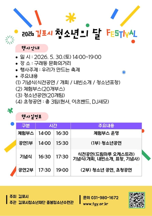 김포시청소년재단 2026년 청소년의달 행사 개최 배너