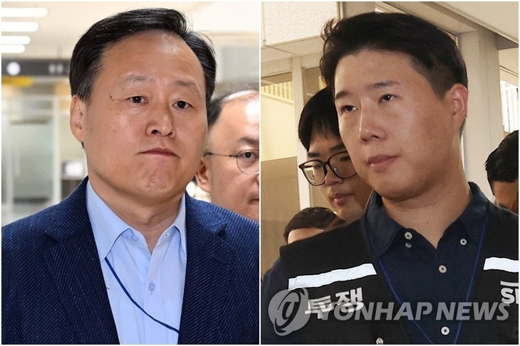 삼성전자 사측 대표교섭위원인 여명구 DS 피플팀장(사진 왼쪽)과 초기업노동조합 삼성전자지부 최승호 위원장이 19일 정부 세종청사 중앙노동위원회에