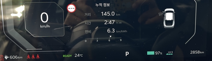 기아 'EV4' 주행 기록. 사진=박지성 기자