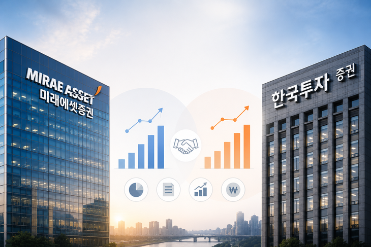 미래에셋증권, 한국투자증권 [제작=ChatGPT]