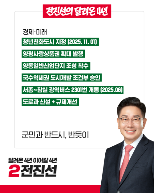 전진선 국민의힘 양평군수 후보 민선8기 양평군정 운영 주요 지표 카드뉴스