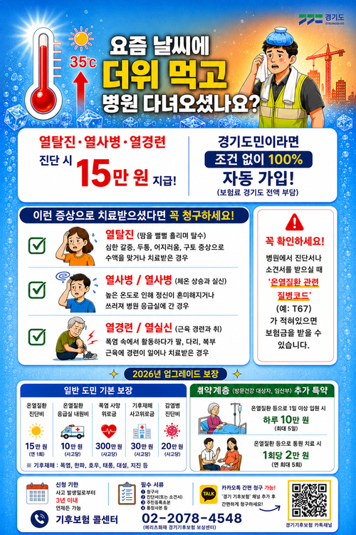 ▲ 경기도가 보장하는 '2026년 경기 기후보험' 안내 포스터. 제공=경기도