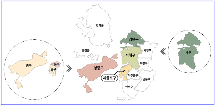 인천시가 현행 2군 8구 체제에서 2군 9구 체제로 전환된다. 제공=인천시