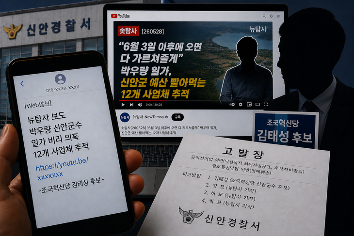'유튜브 뉴탐사 방송은 허위사실'…신안군수 김태성 후보·뉴탐사 기자들 '네번째 고발' 돼