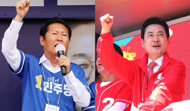 주말 유세하는 민주당 정청래·국민의힘 장동혁 선거대책위원장