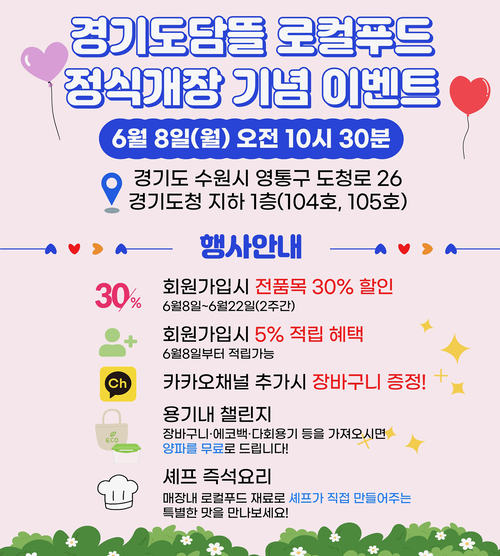 경기도는 8일 청사내 '경기도담뜰 로컬푸드 직매장'을 오픈한다. 제공=경기도