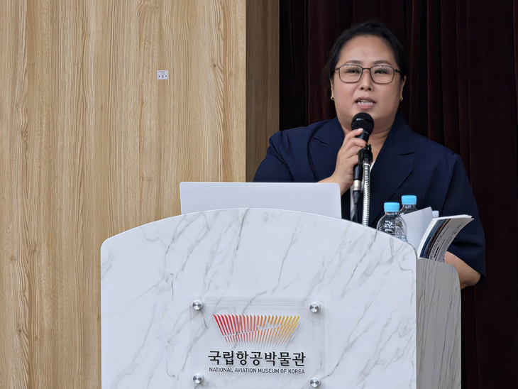 박보라 국가안보전략연구원 연구위원이 '사이버 공간발 테러 위협의 동향과 대응 방안'을 발표하는 모습. 사진=박규빈 기자