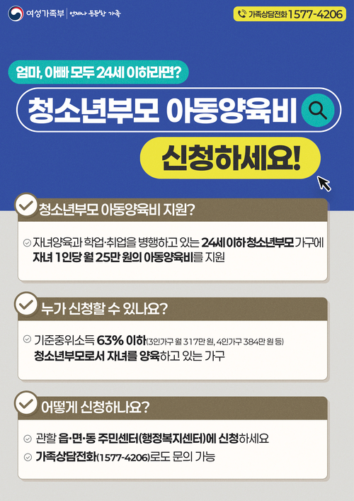 동두천시 청소년부모 아동양육비 월 25만원 지원 배너