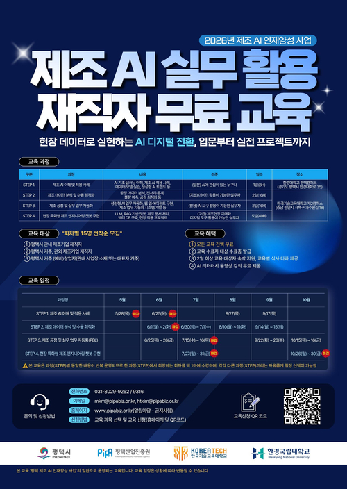 평택산업진흥원은 실무 밀착형 제조 인공지능(AI) 재직자 교육을 진행한다. 제공=평택산업진흥원