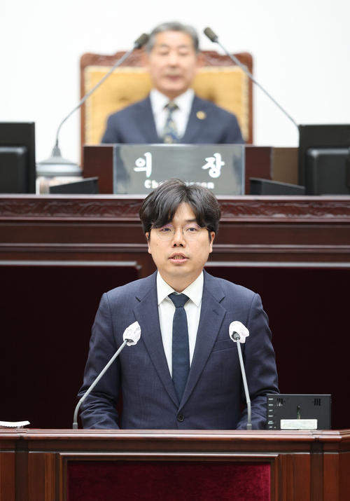 '인천시의회 제1차 본회의'에서 5분 자유발언하는 정종혁 인천시의원. 제공=인천시의회