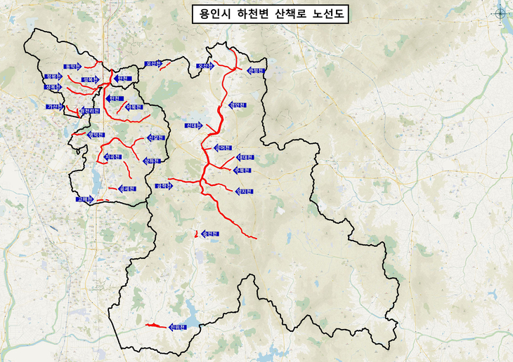 용인시 하천 산책로 안내 지도. 제공=용인시