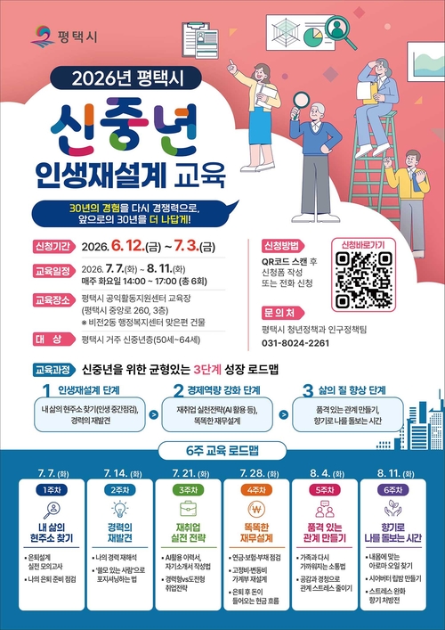 평택시는 '신중년 인생재설계 교육' 수강생을 모집한다. 제공=평택시