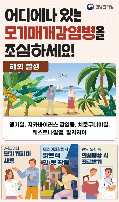 해외여행 시 모기매개감염병 예방수칙 안내 배너
