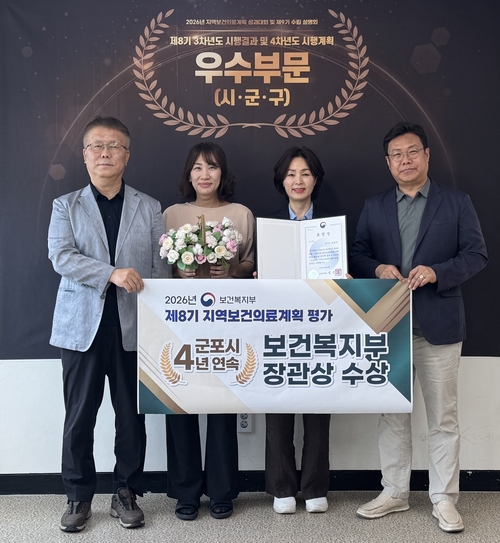 군포시 2026년 지역보건의료 평가 보건복지장관 표창 수상