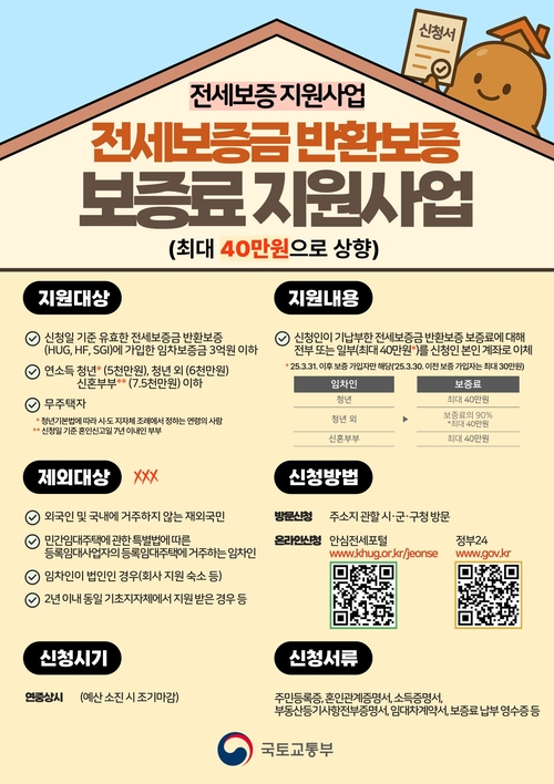 양주시 전세보증금 반환보증 보증료 지원 안내 배너