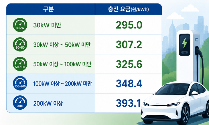 전기차 공공 충전시설 충전요금 개편안. 참고= 기후에너지환경부