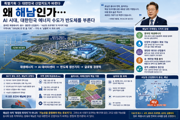 [특별기획-서남권 반도체] 대한민국 산업지도가 바뀐다 ③ 왜 해남인가…AI 시대, 대한민국 에너지 수도가 반도체를 부른다
